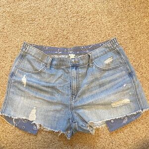 Aerie Blue Distressed Jean Shorts